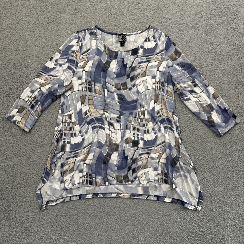 Clara Sun Woo Tunic Top Artsy Boho Abstract Geometric Stretch Women's‎ Large